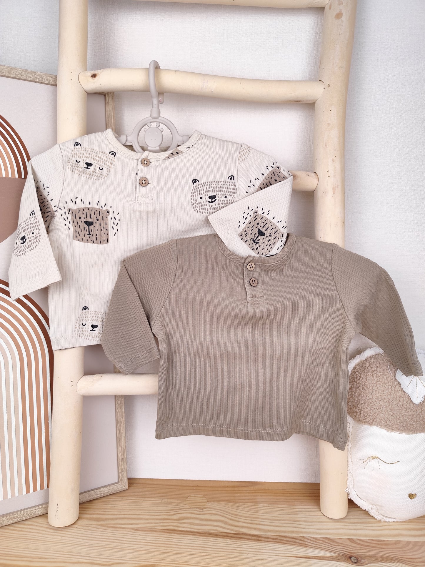 Topomini Langarmshirts - Tiermotiv - gerippt- Größe 50/56