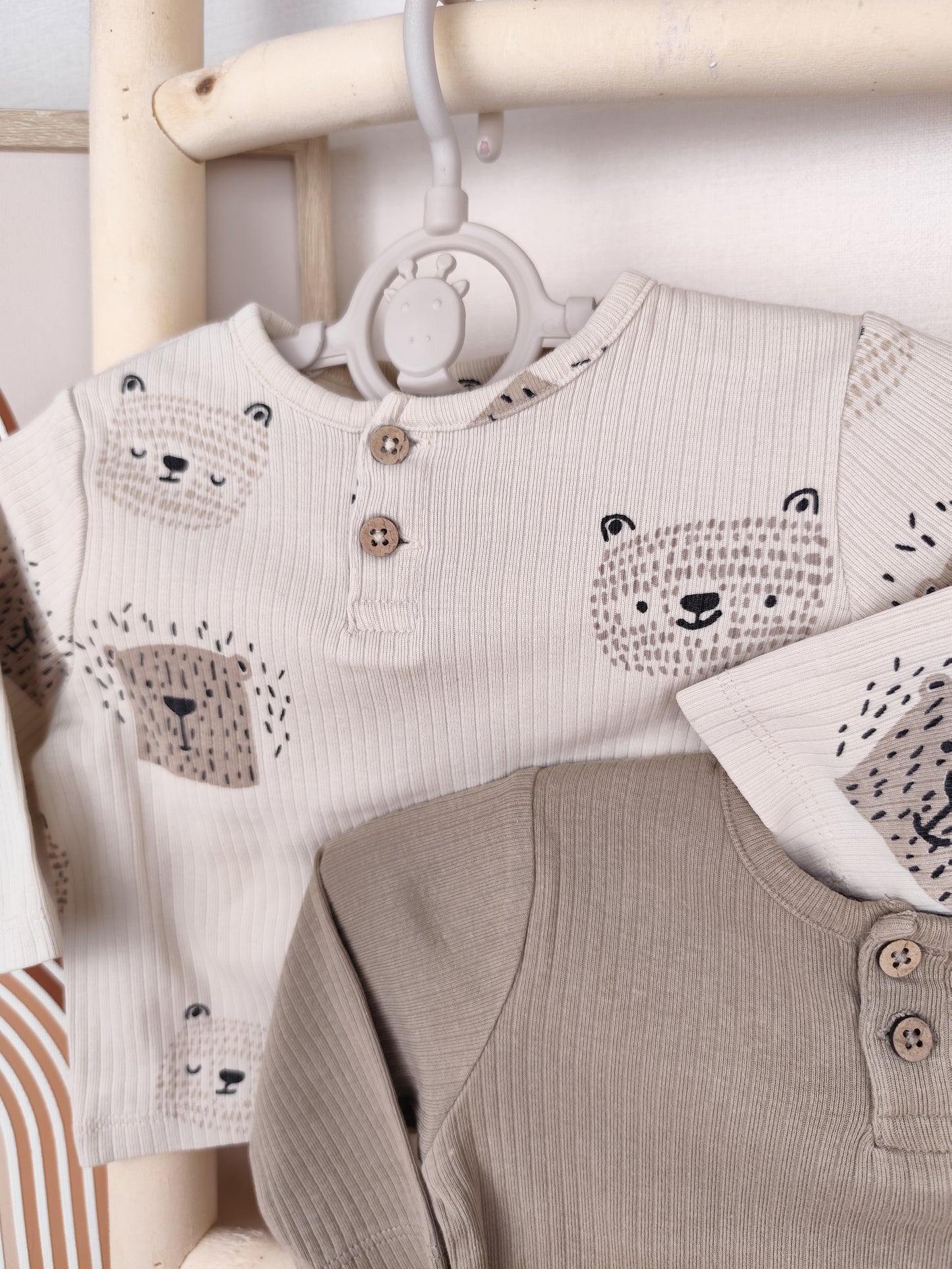 Topomini Langarmshirts - Tiermotiv - gerippt- Größe 50/56