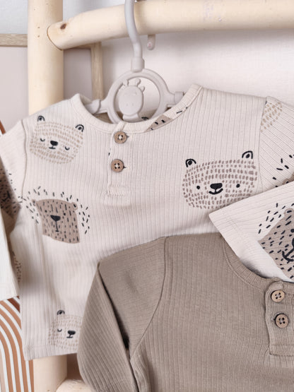 Topomini Langarmshirts - Tiermotiv - gerippt- Größe 50/56