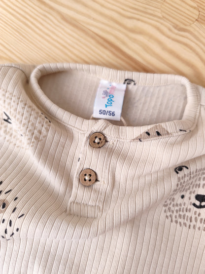 Topomini Langarmshirts - Tiermotiv - gerippt- Größe 50/56