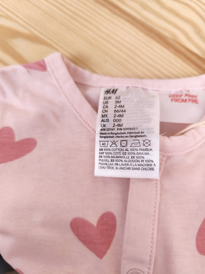 H&M Schlafanzug - Herze - Größe 62