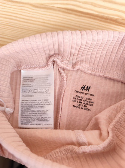 H&M Leggings - gerippt - mitwachsend - Größe 62