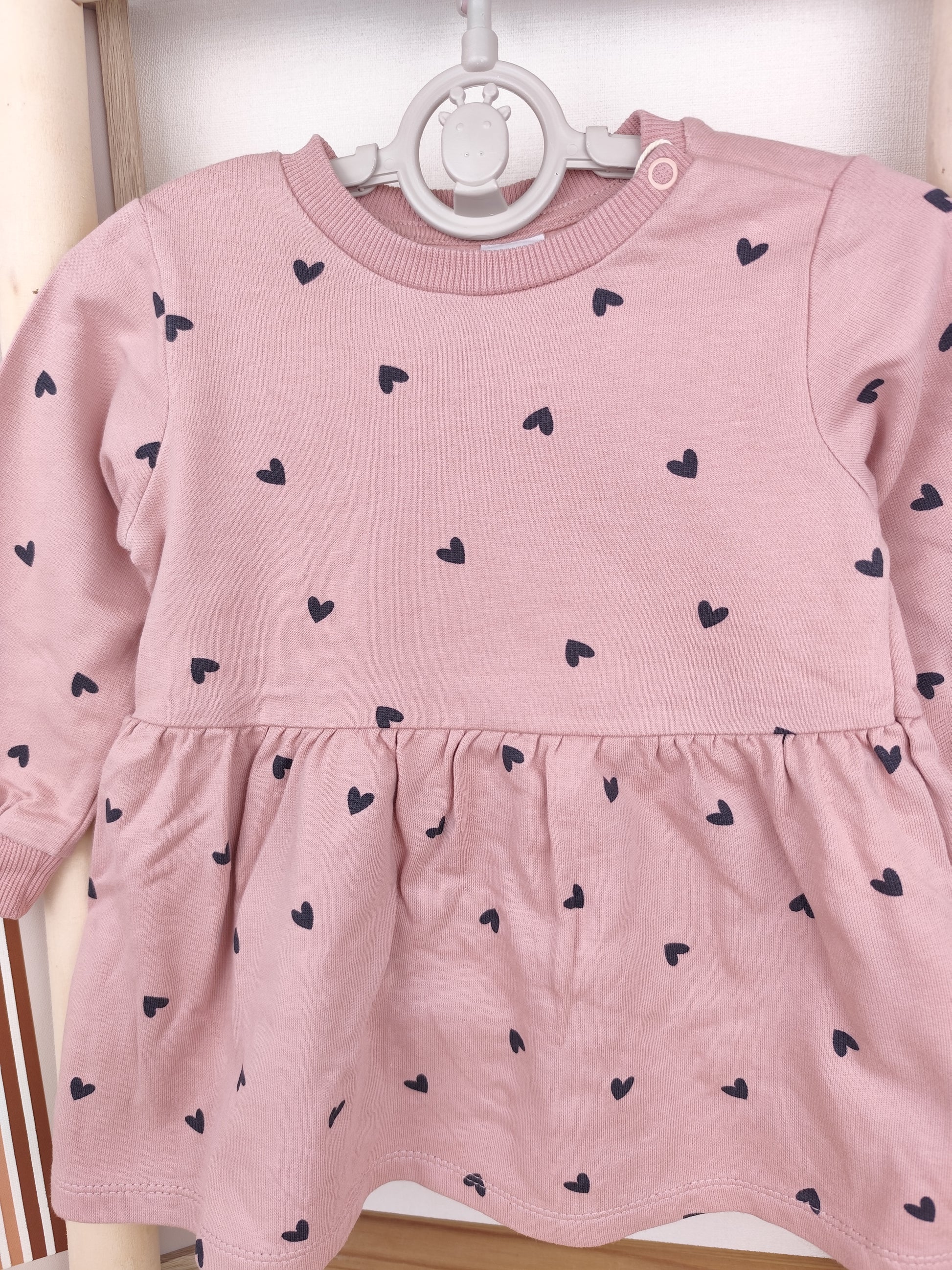 H&M Pullover Kleid - Herzen - Größe 74