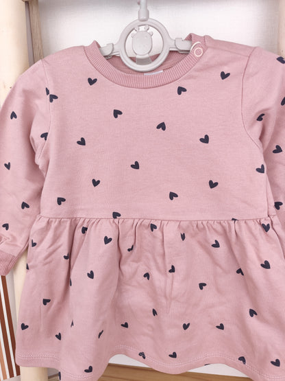 H&M Pullover Kleid - Herzen - Größe 74