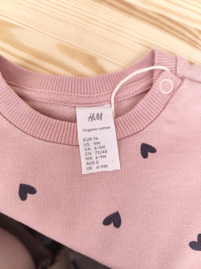 H&M Pullover Kleid - Herzen - Größe 74