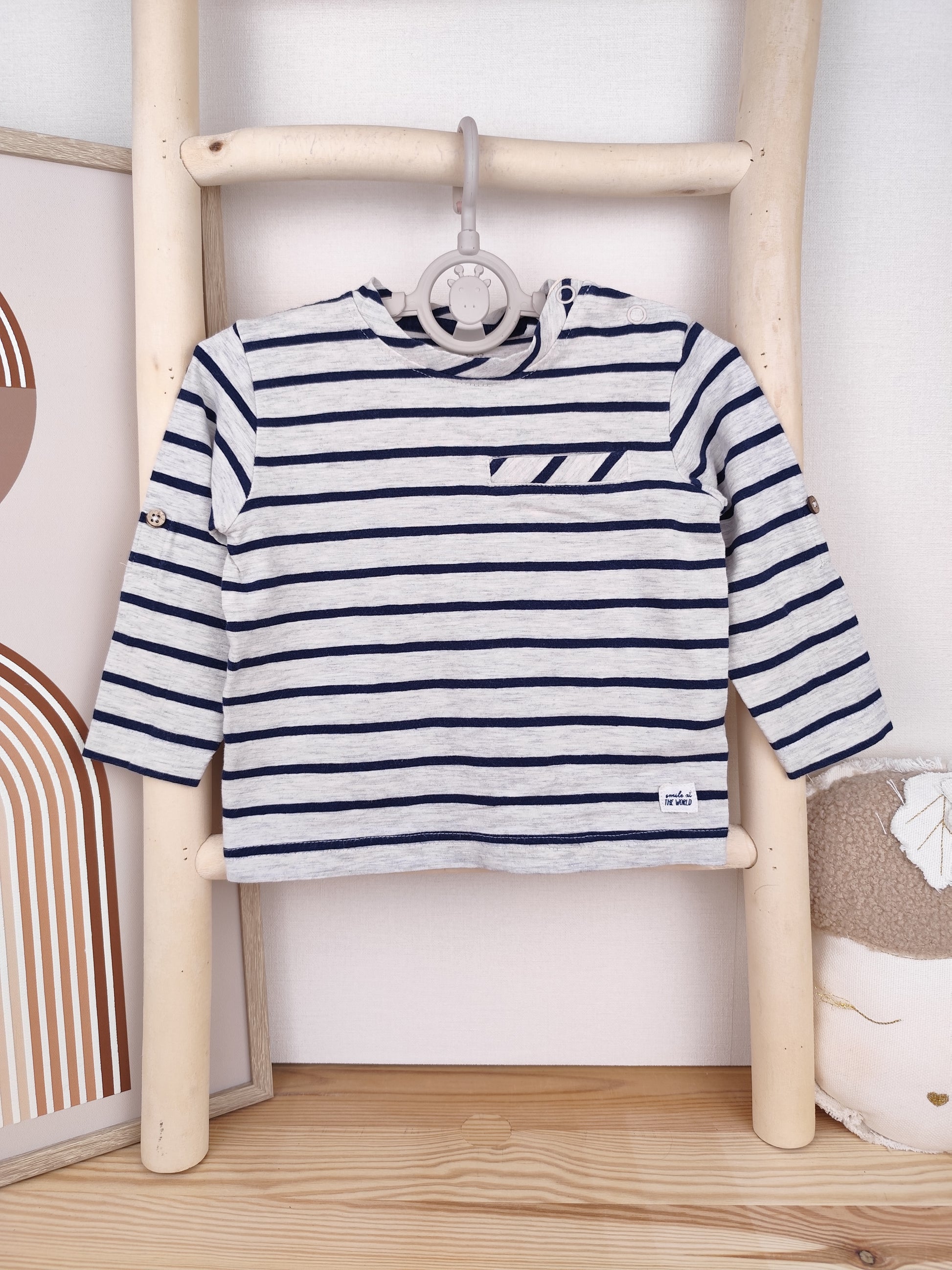 Topomini Langarmshirt - gestreift - Größe 74