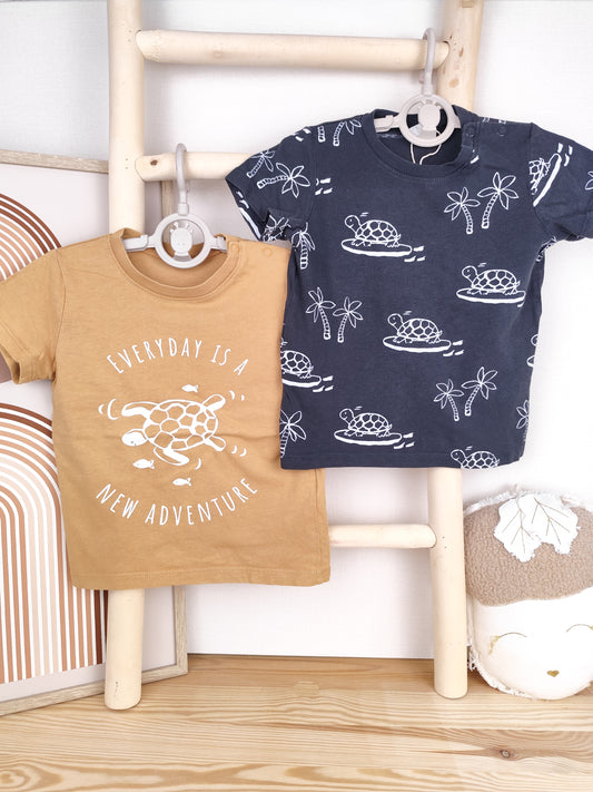 H&M 2 T-Shirts - Schildkröten - Größe 86