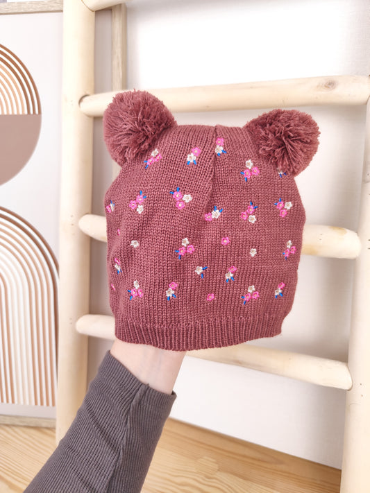 Pusblu Mütze- Blumen - Größe 46/47