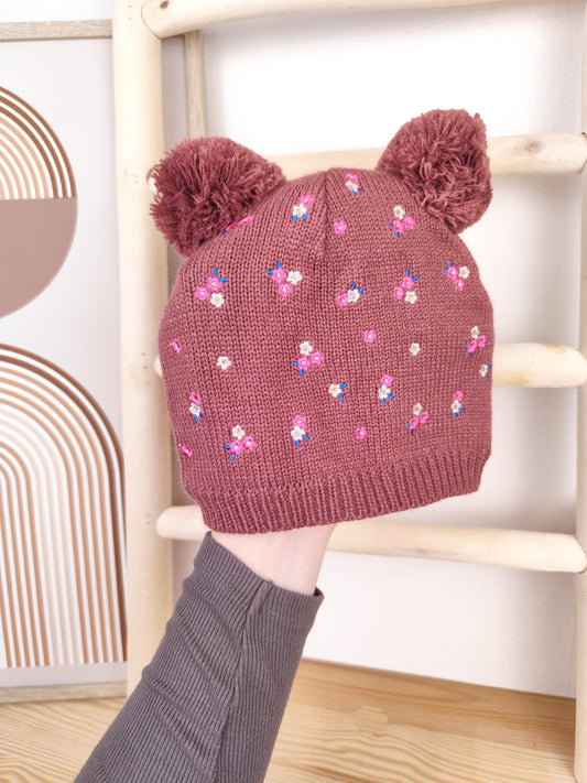 Pusblu Mütze- Blumen - Größe 46/47