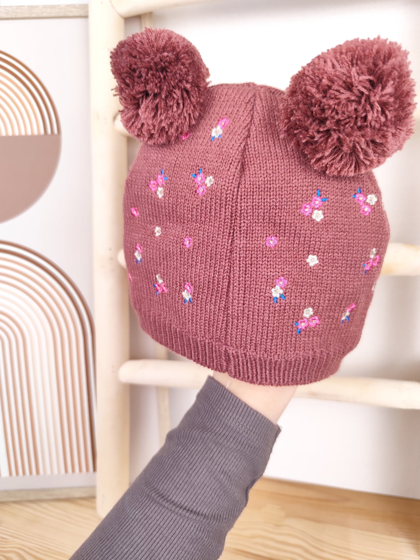 Pusblu Mütze- Blumen - Größe 46/47